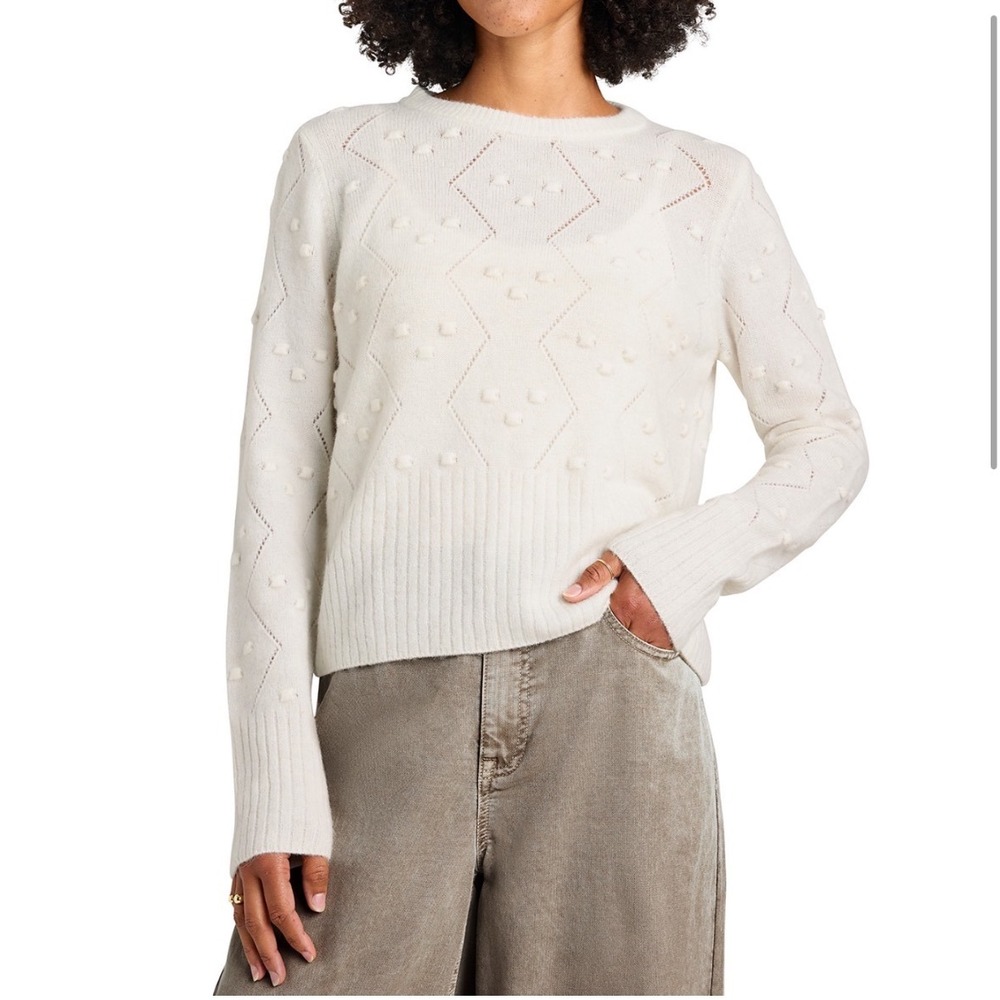 Splendid Julia Diamond Sweater Pale Oak Heather Wool Alpaca Blend Medium NEW‎